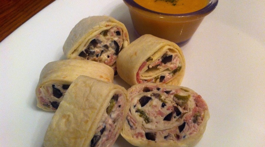 Zippy Ham Pinwheels with Homemade Mustard Dipping Sauce