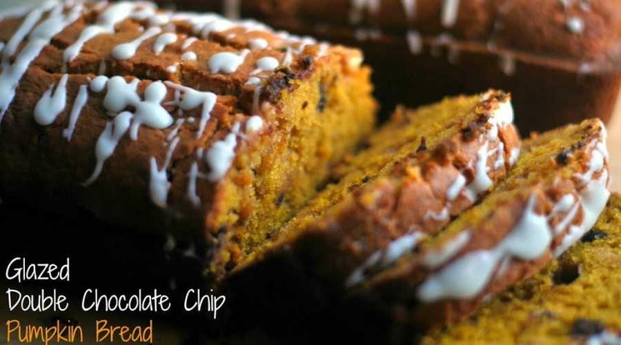 Glazed Double Chocolate Chip Pumpkin Bread