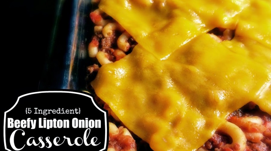 {5 Ingredient} Beefy Lipton Onion Casserole