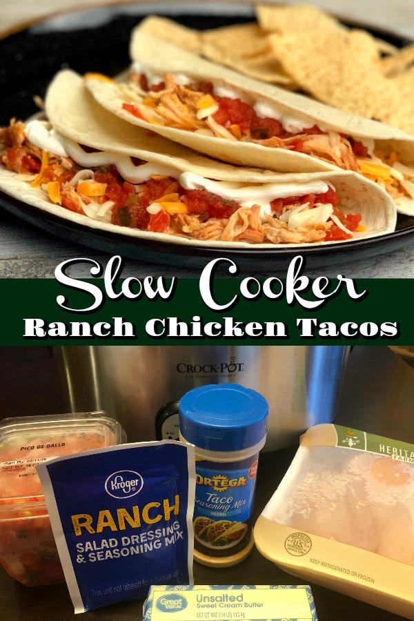 Slow Cooker Ranch Chicken Tacos Pinterest Collage